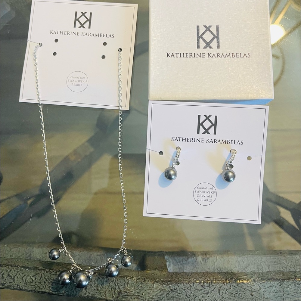Katherine Karambelas (Swarovski Pearls)necklace and earring set